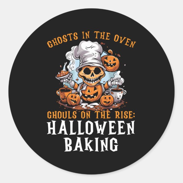 Pegatina Redonda Baking Halloween Trick O Trek Baker Cupcake Bake (Anverso)