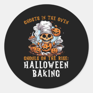 Pegatina Redonda Baking Halloween Trick O Trek Baker Cupcake Bake