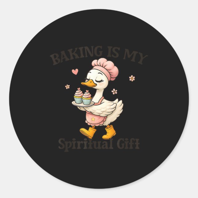 Pegatina Redonda Baking Is My Sritual Gift Baking Humor Kitchen Pas (Anverso)