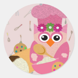 Pegatina Redonda Baking Owl
