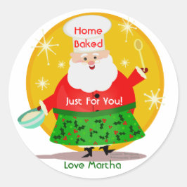 Pegatina Redonda Baking Santa Navidades Personalizados Pegatinas