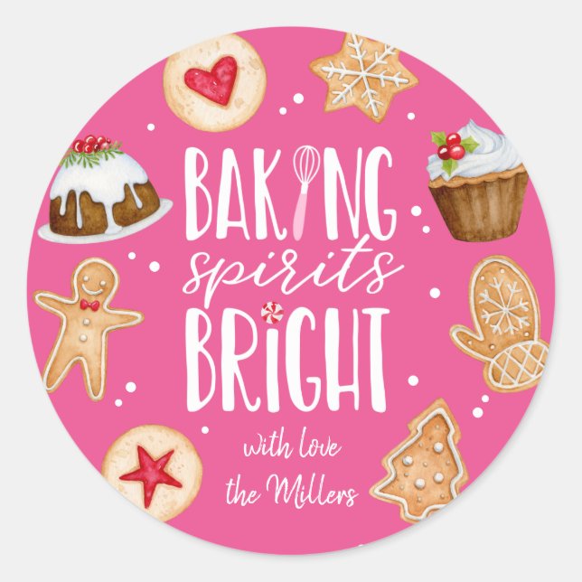 Pegatina Redonda Baking Spirit Navidades Brillantes Holiday Baking (Anverso)