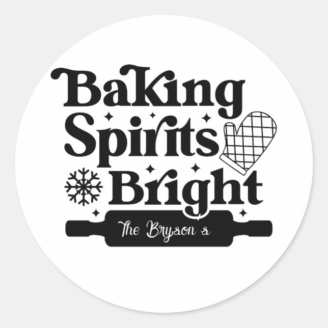 Pegatina Redonda 'Baking Spirits Bright' Gingerbread Christmas Home (Anverso)