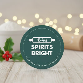 Pegatina Redonda Baking Spirits Bright Green Holiday Kitchen