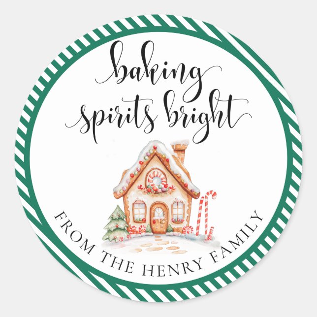 Pegatina Redonda Baking Spirits Navidades brillantes Regalos Pegati (Anverso)