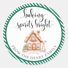 Pegatina Redonda Baking Spirits Navidades brillantes Regalos Pegati