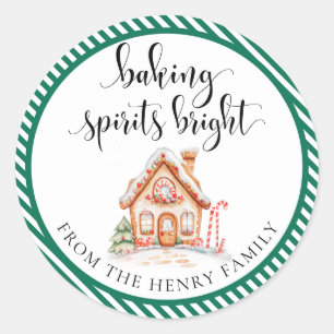 Pegatina Redonda Baking Spirits Navidades brillantes Regalos Pegati