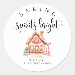 Pegatina Redonda Baking Spirits Navidades brillantes Regalos Pegati