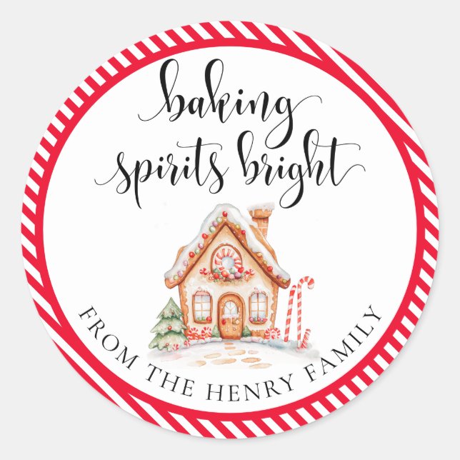 Pegatina Redonda Baking Spirits Navidades brillantes Regalos Pegati (Anverso)