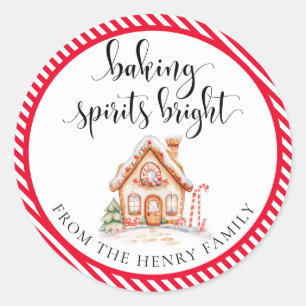 Pegatina Redonda Baking Spirits Navidades brillantes Regalos Pegati