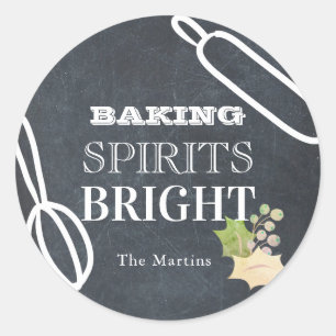 Pegatina Redonda Baking Sprits Bright Holiday Chalkboard