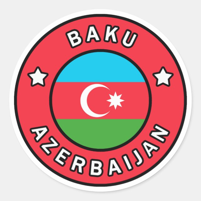 Pegatina Redonda Bakú Azerbaiyán (Anverso)