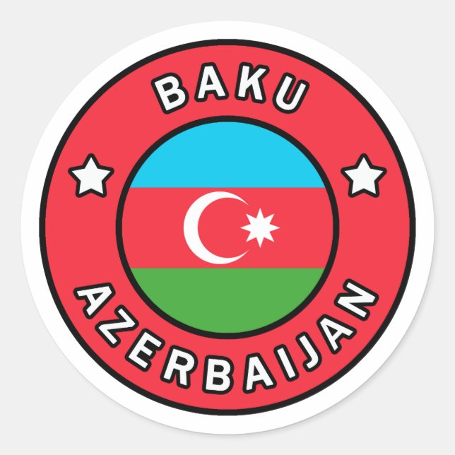 Pegatina Redonda Bakú Azerbaiyán (Anverso)