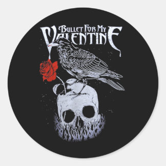 Pegatina Redonda Bala graciosa para mis Rosas de Valentinee Skull