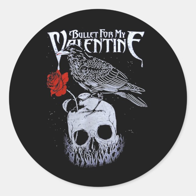 Pegatina Redonda Bala graciosa para mis Rosas de Valentinee Skull (Anverso)