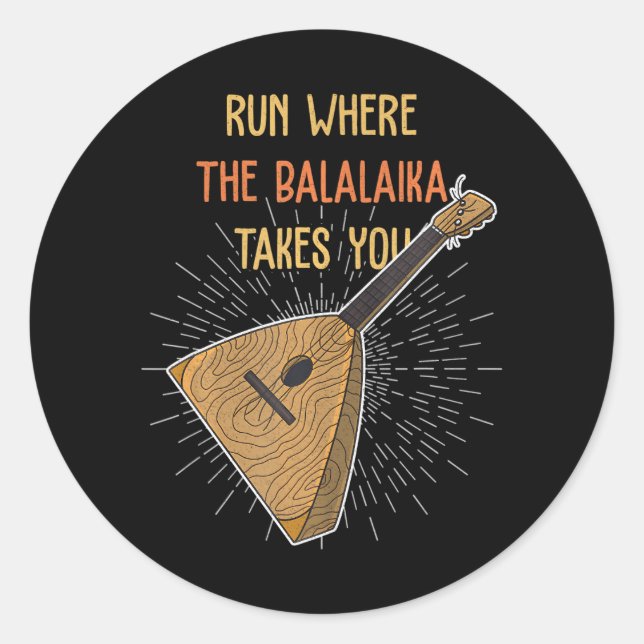 Pegatina Redonda Balalaika Balalaika Instrumento musical (Anverso)