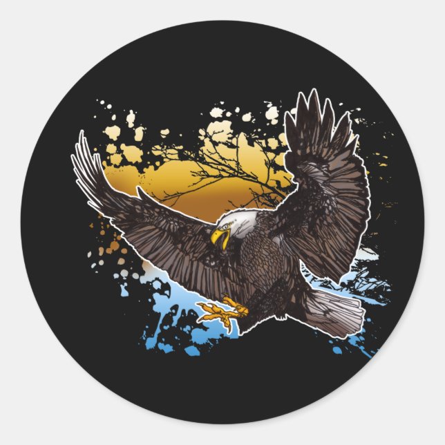 Pegatina Redonda Bald Eagle (Anverso)