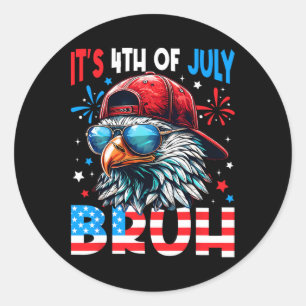 Pegatina Redonda Bald Eagle Bruh 4 De Julio Hombres Hombres Niños K