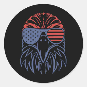 Pegatina Redonda Bald Eagle Eeuu Bandera Shirt 4 De Julio Eagle Usa