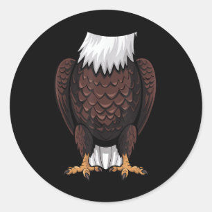 Pegatina Redonda Bald Eagle Halloween Outfit Divertido Simple Kids
