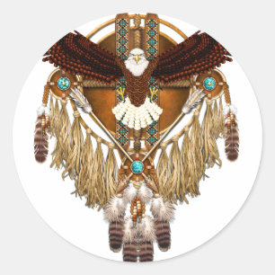 Pegatina Redonda Bald Eagle Mandala - revisado