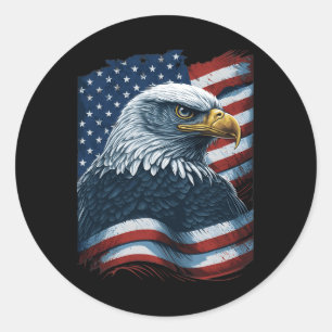 Pegatina Redonda Bald Eagle Orgulloso Patriótico Estadounidense Ban