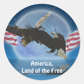 Pegatina Redonda BALD EAGLE y US FLAG Patriot Series
