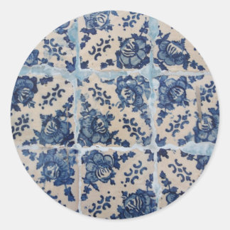 Pegatina Redonda Baldosas Azulejo de Portugal