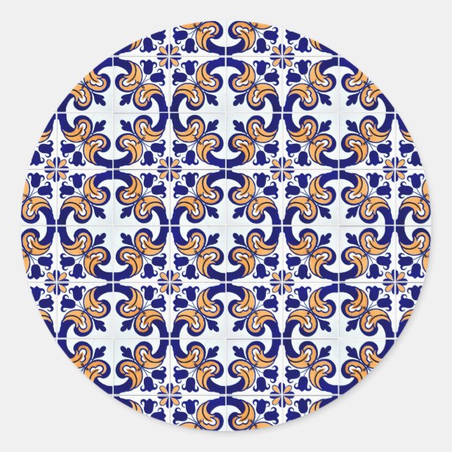 Pegatina Redonda Baldosas cerámicas (Anverso)