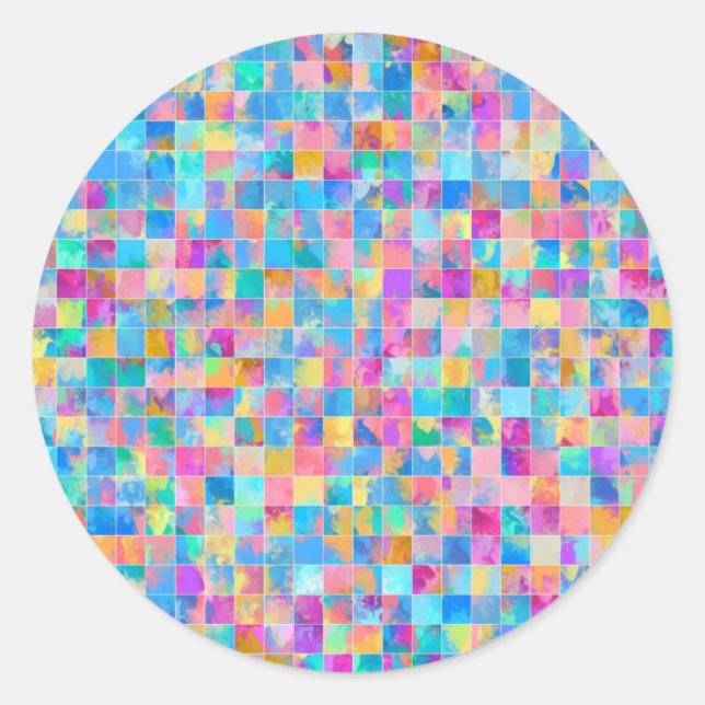 Pegatina Redonda Baldosas de Mosiac (Anverso)