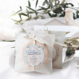 Pegatina Redonda Baldosas florales | Favor de la boda tropical marr