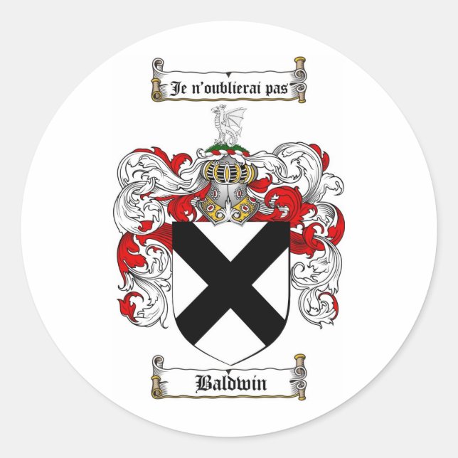 PEGATINA REDONDA BALDWIN FAMILIAR CREST - BALDWIN RECUBRIMIENTO DE  (Anverso)