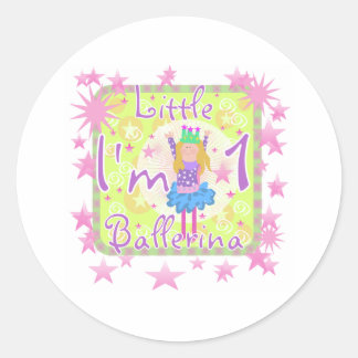 Pegatina Redonda Balerina 1er cumpleaños