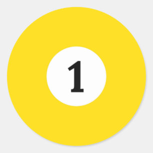 Pegatina Redonda Ball amarillo sólido Billiard 1