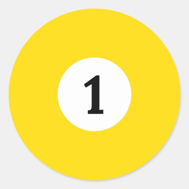 Pegatina Redonda Ball amarillo sólido Billiard 1 (Anverso)