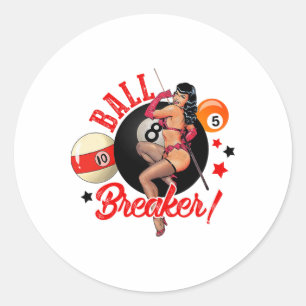 Pegatina Redonda Ball Breaker Funny Pool Player Billiard Lover Bill
