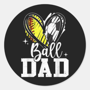 Pegatina Redonda Ball Dad Softbol Ball
