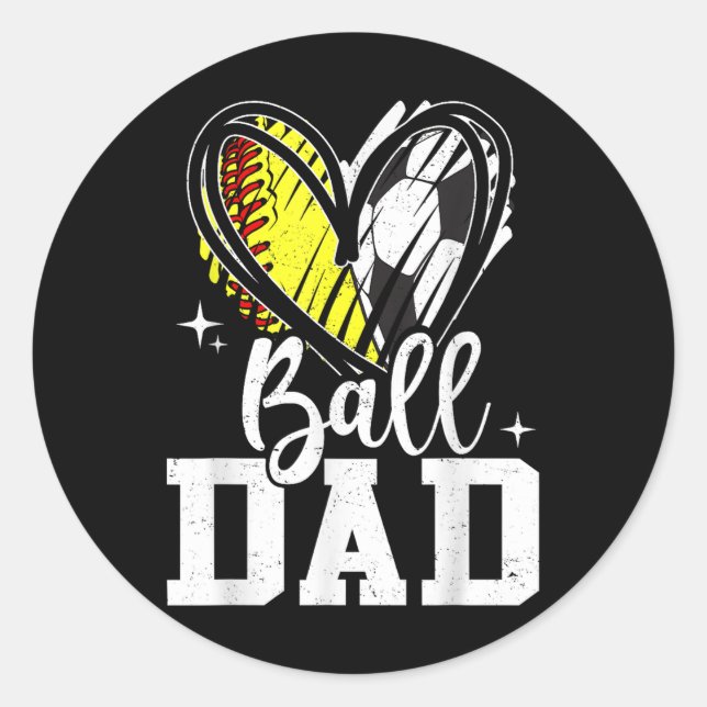 Pegatina Redonda Ball Dad Softbol Ball (Anverso)