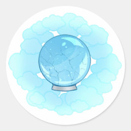 Pegatina Redonda Ball de cristal azul brillante