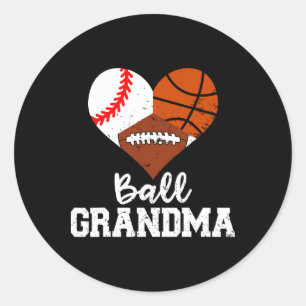 Pegatina Redonda Ball Grandma Fun Baloncesto