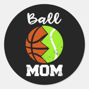 Pegatina Redonda Ball Mom Fun Basketball Tenis Player Mom