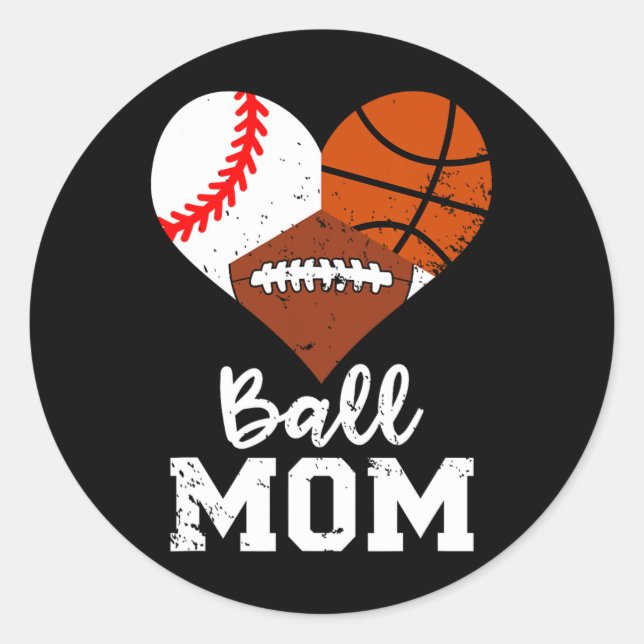 Pegatina Redonda Ball Mom Funny Baseball (Anverso)