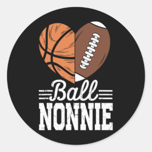Pegatina Redonda Ball Nonnie Basketball Football Player Sport Lover