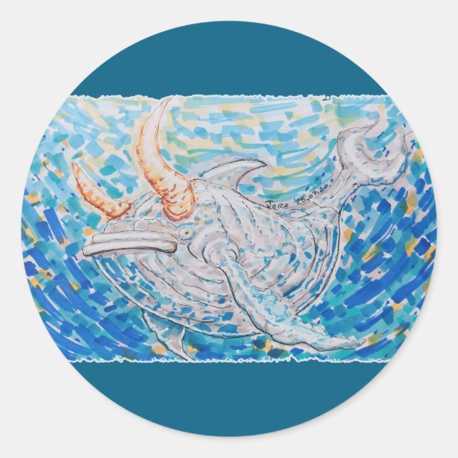 Pegatina Redonda Ballena (Anverso)
