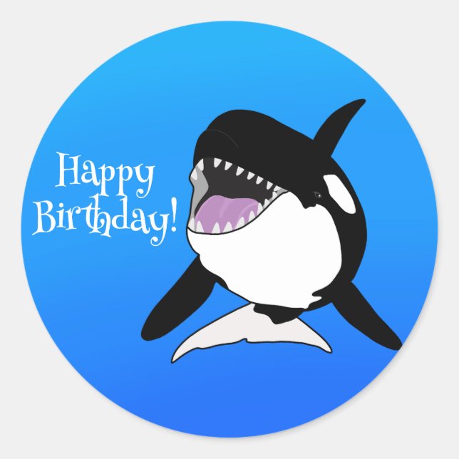 Pegatina Redonda Ballena asesina de Orca (Anverso)