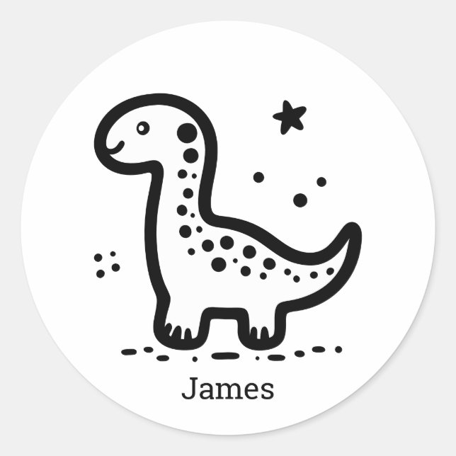 Pegatina Redonda Ballena bebé adorable - Kawaii Sea Creature Line A (Anverso)