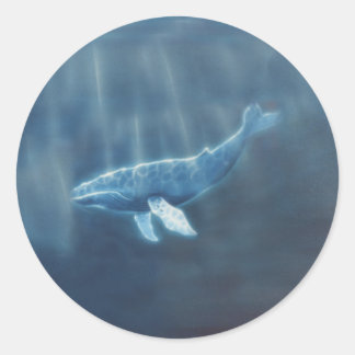 Pegatina Redonda Ballena por debajo