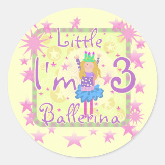 Pegatina Redonda Ballerina 3 camisetas de cumpleaños y regalos