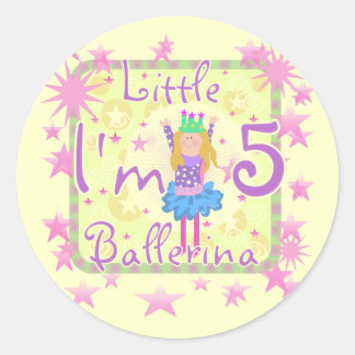 Pegatina Redonda Ballerina 5 camisetas de cumpleaños y regalos
