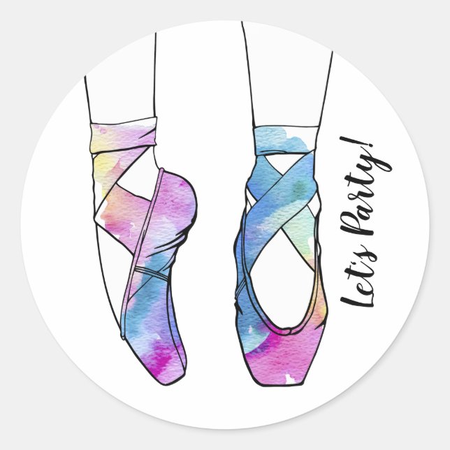 Pegatina Redonda Ballerina Ballet Birthday Party (Anverso)